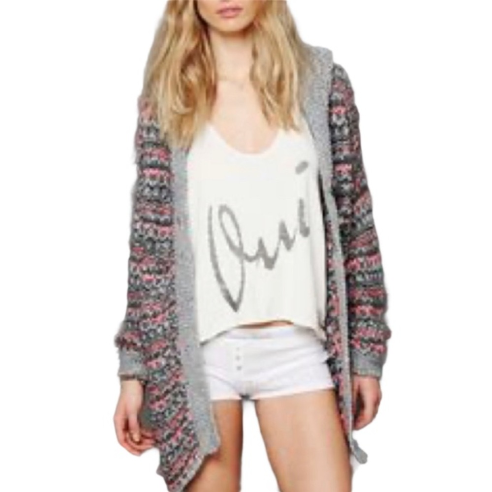 🆕 Free People Multicoloured Hooded Knit Sweater - Women’s Size Small